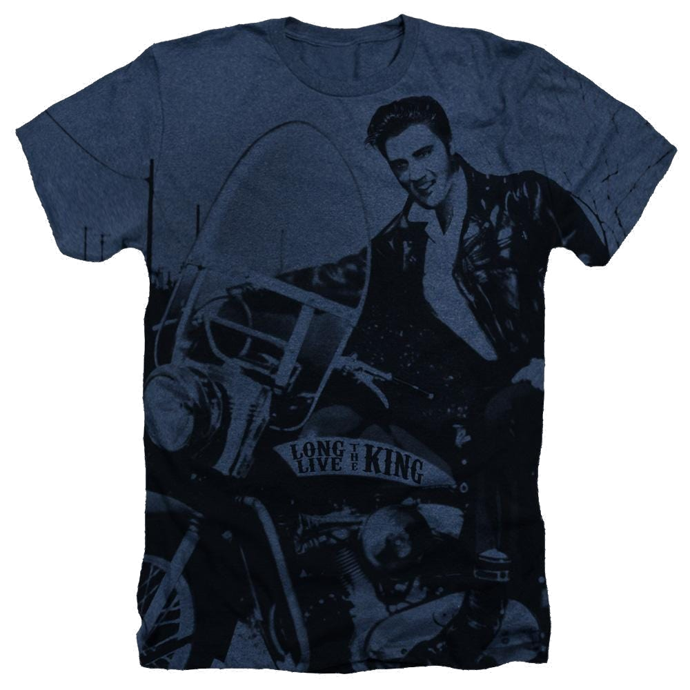 Elvis Riding Like A King Adult Regular Fit Heather T-Shirt Men's All-Over Heather T-Shirt Elvis Presley   