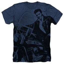 Elvis Riding Like A King Adult Regular Fit Heather T-Shirt Men's All-Over Heather T-Shirt Elvis Presley   