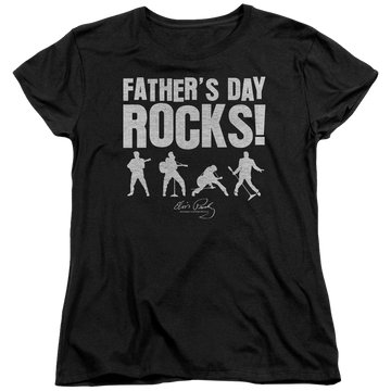 Black women's t-shirt with Elvis Presley Fathers Day Rocks graphic