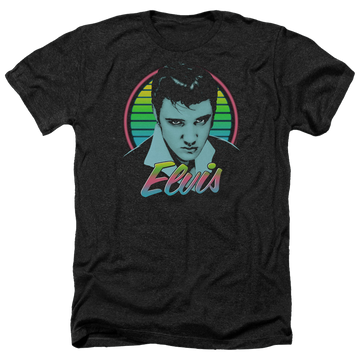 Charcoal men's heather t-shirt with Elvis Presley Neon King graphic