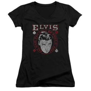 Elvis Presley Hail The King - Juniors V-Neck T-Shirt Juniors V-Neck T-Shirt Elvis Presley   