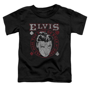 Black toddler t-shirt with Elvis Presley Hail The King graphic