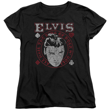 Black women's t-shirt with Elvis Presley Hail The King graphic