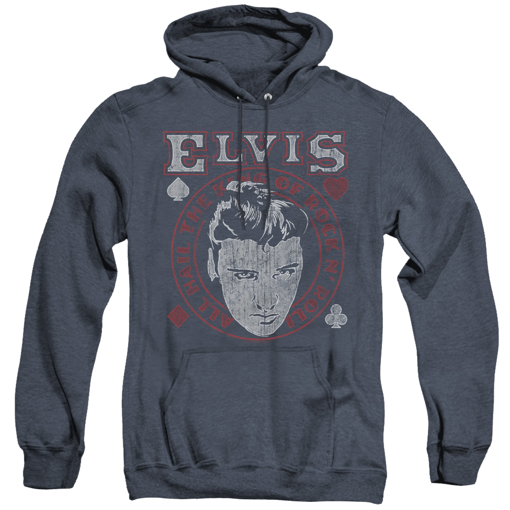 Elvis Presley Hail The King - Heather Pullover Hoodie Heather Pullover Hoodie Elvis Presley   