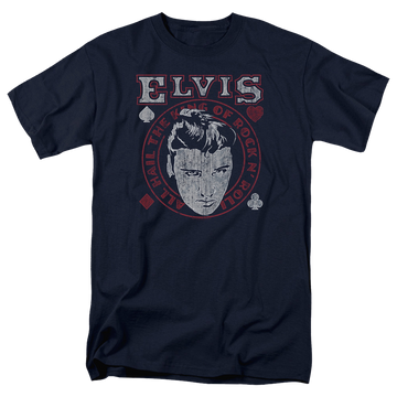 Navy men's regular fit t-shirt with Elvis Presley Hail The King graphic