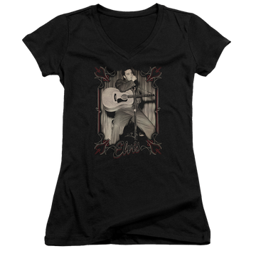 Elvis Presley Elvis Pinstripes - Juniors V-Neck T-Shirt Juniors V-Neck T-Shirt Elvis Presley   