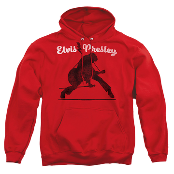 Red pullover hoodie with Elvis Presley Overprint graphic