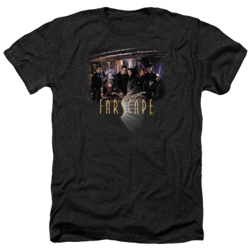 Charcoal men's heather t-shirt with Farscape Cast graphic