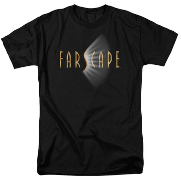 Black men's regular fit t-shirt with Farscape Logo graphic