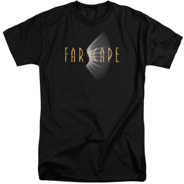 Black men's tall fit t-shirt with Farscape Logo graphic