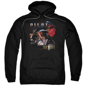 Black pullover hoodie with Farscape Pilot graphic