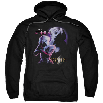 Black pullover hoodie with Farscape Chiana graphic
