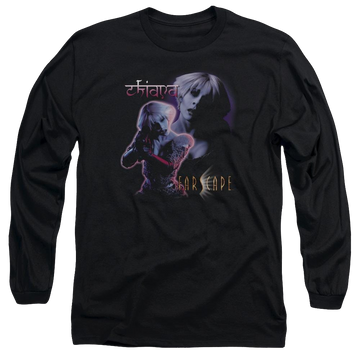 Black men's long sleeve t-shirt with Farscape Chiana graphic
