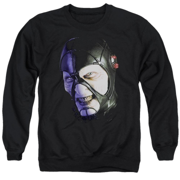 Black men's crewneck sweatshirt with Farscape Keep Smiling graphic