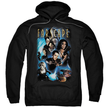 Black pullover hoodie with Farscape Comic Cover graphic