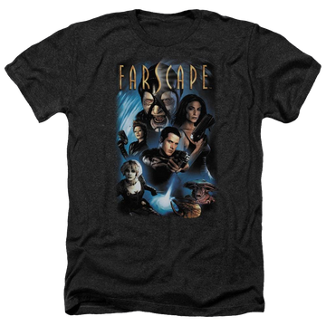 Charcoal men's heather t-shirt with Farscape Comic Cover graphic