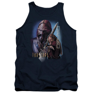 Navy men's tank with Farscape Dargo graphic