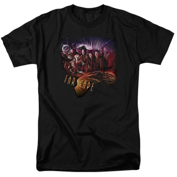 Black men's regular fit t-shirt with Farscape Graphic Collage graphic