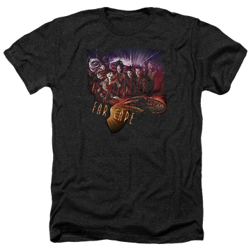 Charcoal men's heather t-shirt with Farscape Graphic Collage graphic