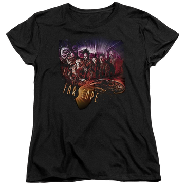 Black women's t-shirt with Farscape Graphic Collage graphic
