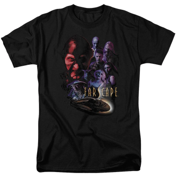 Black men's regular fit t-shirt with Farscape Criminally Epic graphic