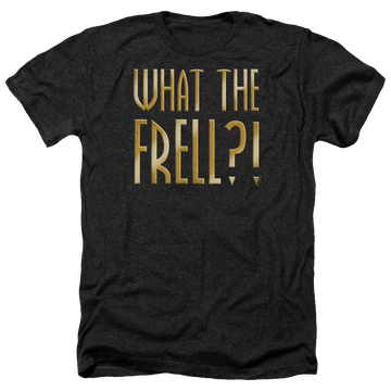 Charcoal men's heather t-shirt with Farscape What The Frell graphic