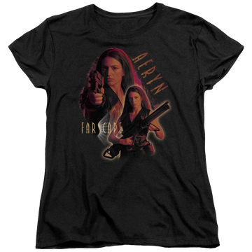 Black women's t-shirt with Farscape Aeryn graphic