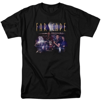 Black men's regular fit t-shirt with Farscape Flarescape graphic