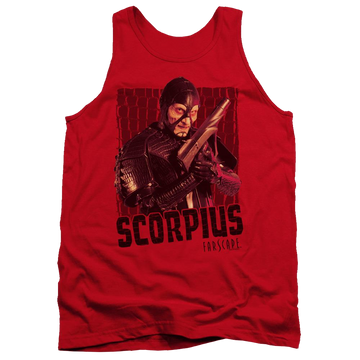 Red men's tank with Farscape Scorpius graphic