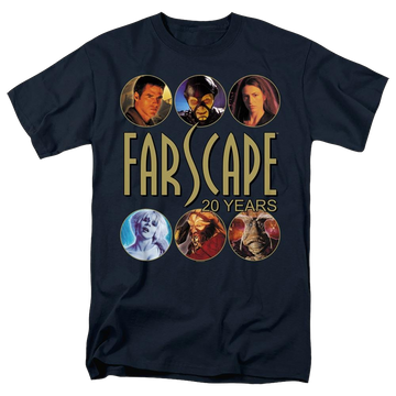 Navy men's regular fit t-shirt with Farscape 20 Years graphic