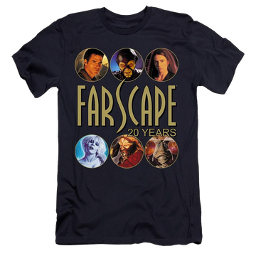 Navy men's premium slim fit t-shirt with Farscape 20 Years graphic
