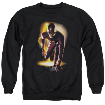 Black men's crewneck sweatshirt with The Flash Ready graphic