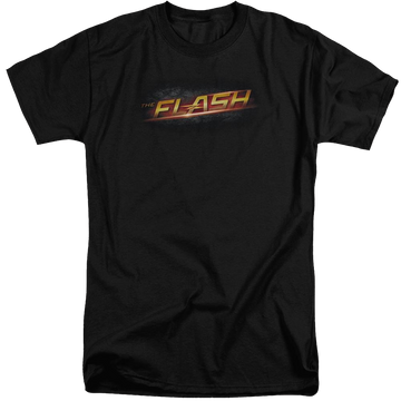 Black men's tall fit t-shirt with The Flash Logo graphic