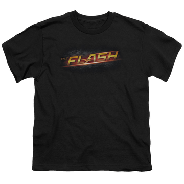 Black youth t-shirt for ages 8 to 12 with The Flash (TV Series) Logo graphic