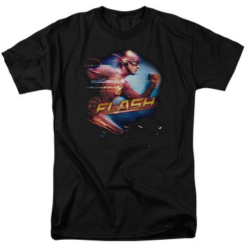 Black men's regular fit t-shirt with The Flash Fastest Man graphic