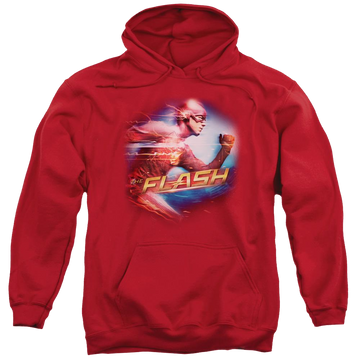 Red pullover hoodie with The Flash Fastest Man graphic