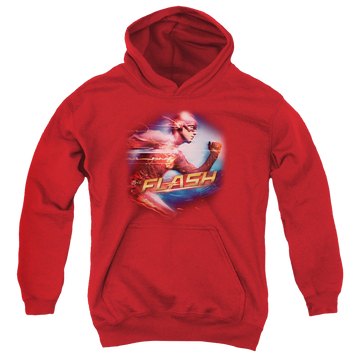 Red youth hoodie for ages 8 to 12 with The Flash (TV Series) Fastest Man graphic