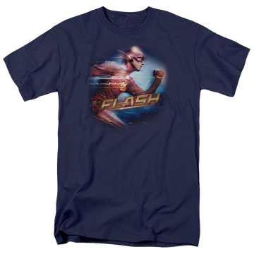 Navy men's regular fit t-shirt with The Flash Fastest Man graphic