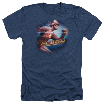 Navy men's heather t-shirt with The Flash Fastest Man graphic