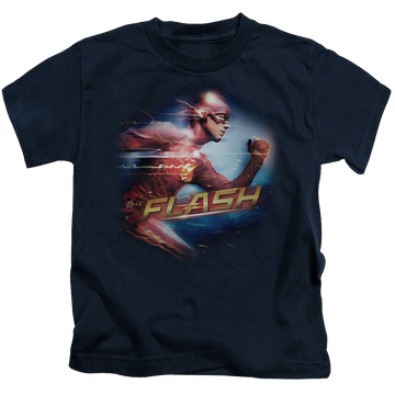 Navy kid's t-shirt for ages 4 to 7 with The Flash (TV Series) Fastest Man graphic