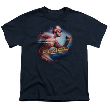 Navy youth t-shirt for ages 8 to 12 with The Flash (TV Series) Fastest Man graphic