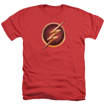 Red men's heather t-shirt with The Flash Chest Logo graphic