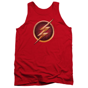 Red men's tank with The Flash Chest Logo graphic