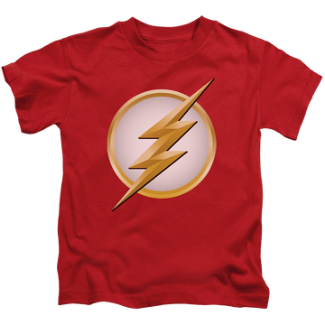 Red kid's t-shirt for ages 4 to 7 with The Flash (TV Series) New Logo graphic
