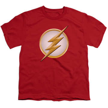 Red youth t-shirt for ages 8 to 12 with The Flash (TV Series) New Logo graphic