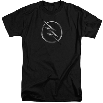 Black men's tall fit t-shirt with The Flash Zoom Logo graphic
