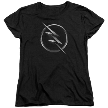 Black women's t-shirt with The Flash Zoom Logo graphic