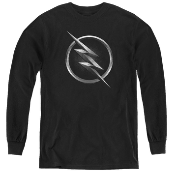 Black youth long sleeve t-shirt with The Flash (Tv Series) Zoom Logo graphic