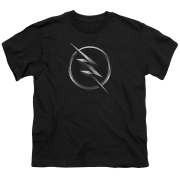 Black youth t-shirt for ages 8 to 12 with The Flash (TV Series) Zoom Logo graphic