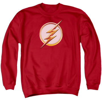 Red men's crewneck sweatshirt with The Flash Season 4 Logo graphic